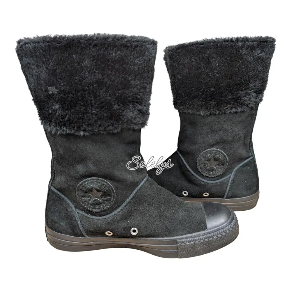 Converse CTAS 2011 Andover XHI Calf High Black Suede Leather Foldover Boot 7 - Picture 8 of 10